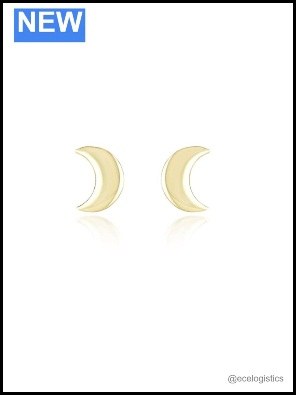 10K or 14K Yellow Gold Crescent Moon Stud Earrings for Women Girls Teens